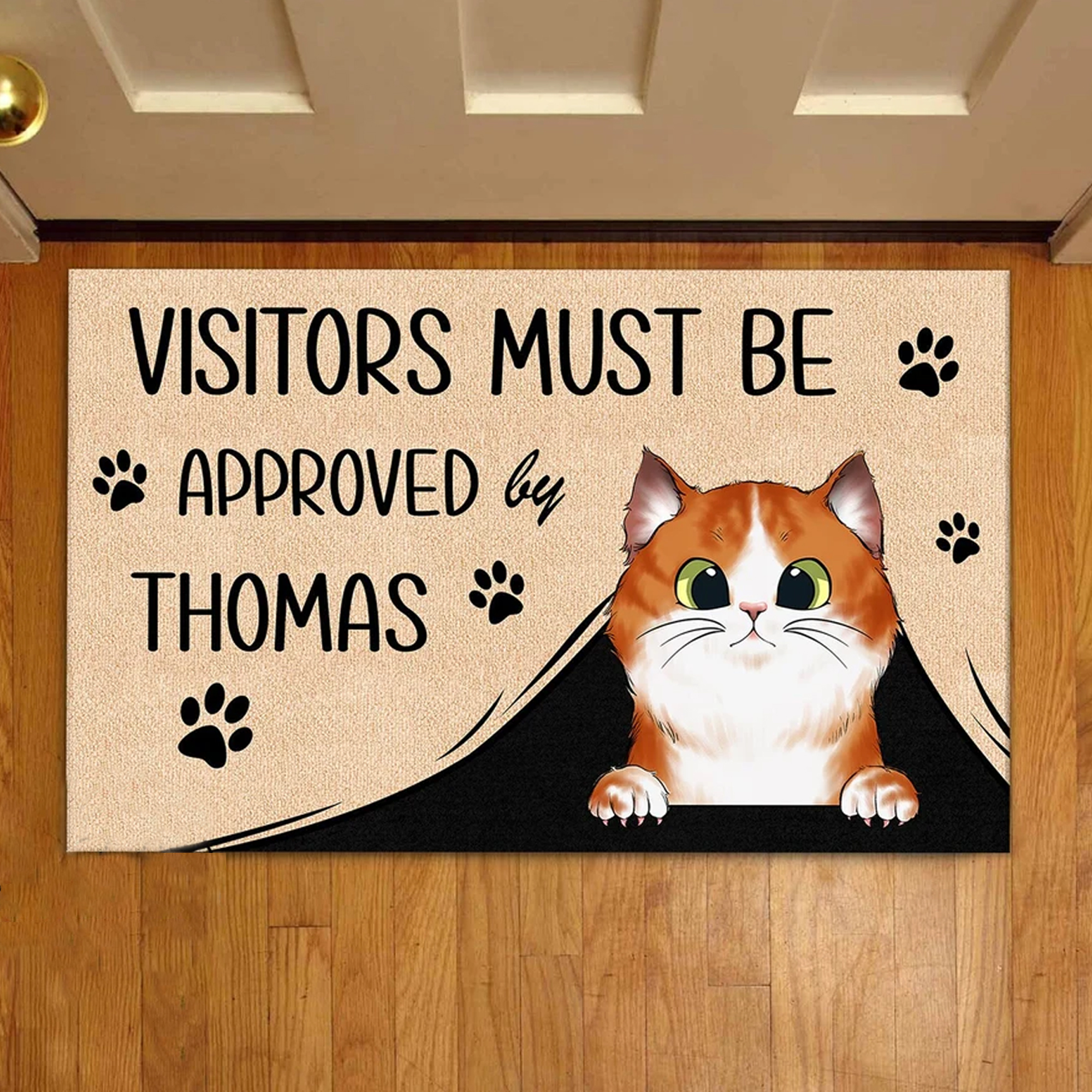 Personalized Funny Cat Portrait Doormat Custom Funny Cat Mat Cat Lover Gifts Cat Peeking Welcome Mat New Home Decor